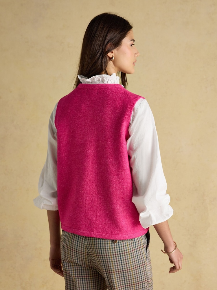 Rosa fucsia - Joules Holly Button Through Knitted Vest - Imagen 2 de 8 Rosa fucsia - Joules Holly Button Through Knitted Vest - Imagen 2 de 8