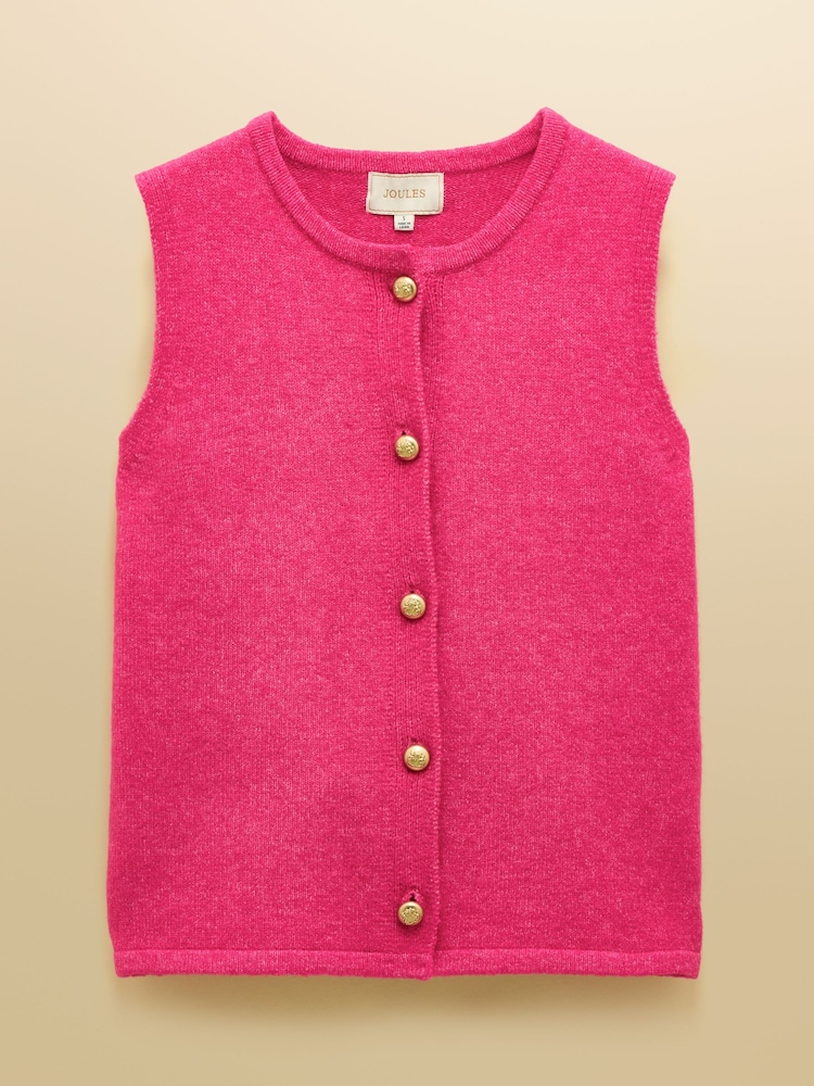 Ροζ Φούξια - Joules Holly Με κουμπιά Knitted Vest - Εικόνα 9 του 9