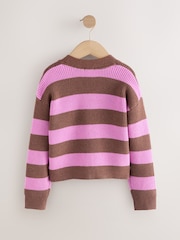 Braun/Lila Streifen - Kastige Strickjacke (3-16Jahre) - Bild 6 von 7