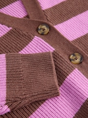 Braun/Lila Streifen - Kastige Strickjacke (3-16Jahre) - Bild 7 von 7
