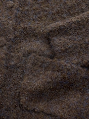 Chocolate Brown Boucle Pocket Crew Neck Cardigan With Wool - Image 3 of 4