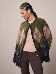 Green and Navy Blue Argyle Knitted Jacket Cardigan - Image 2 of 9