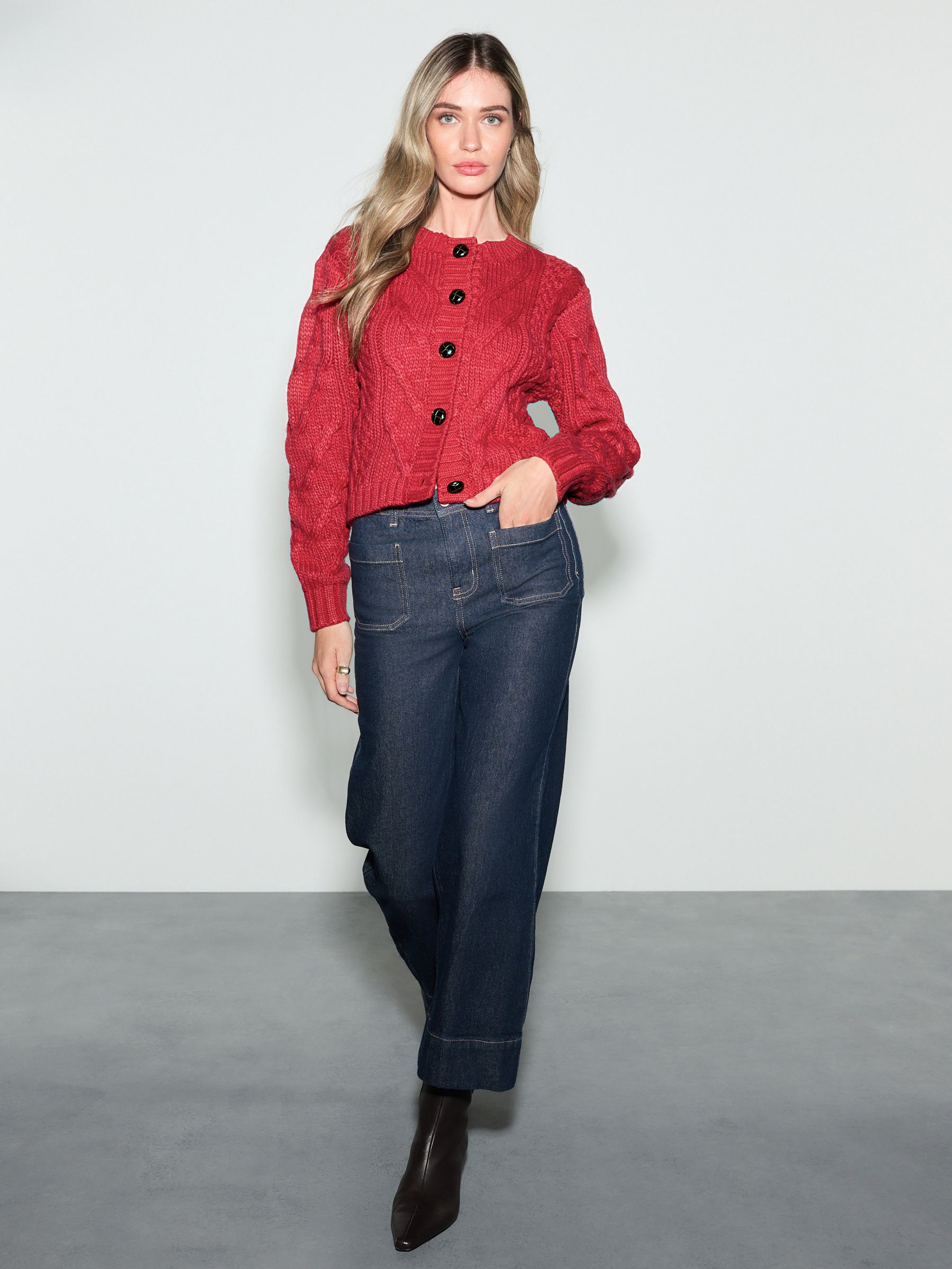 Buy Cherry Red Chunky Cable Knit Cardigan from Next USA