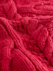 Cherry Red Chunky Cable Knit Cardigan - Image 2 of 3