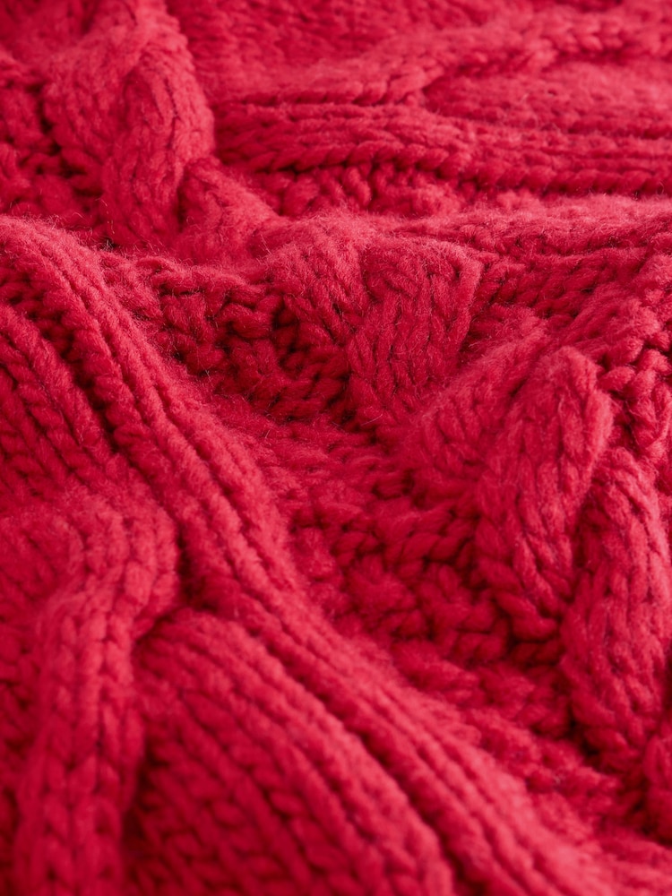 Cherry Red Chunky Cable Knit Cardigan - Image 2 of 3