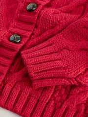 Cherry Red Chunky Cable Knit Cardigan - Image 3 of 3