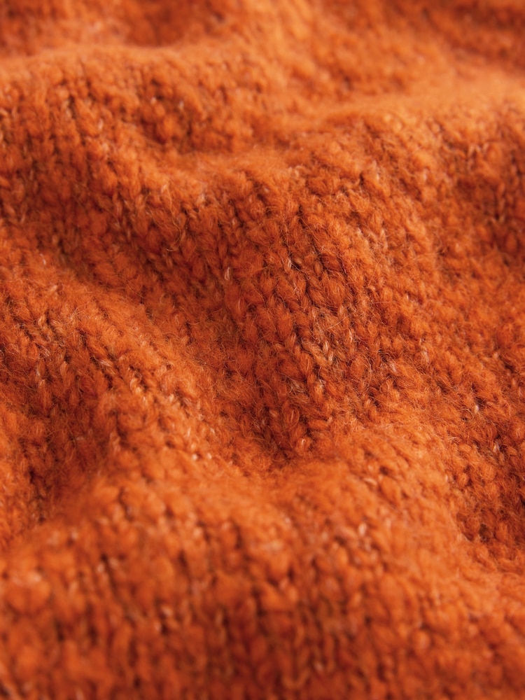 Burnt Orange Textured Knitted Jacket With Wool - Image 2 of 3