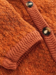 Burnt Orange Textured Knitted Jacket With Wool - Image 3 of 3