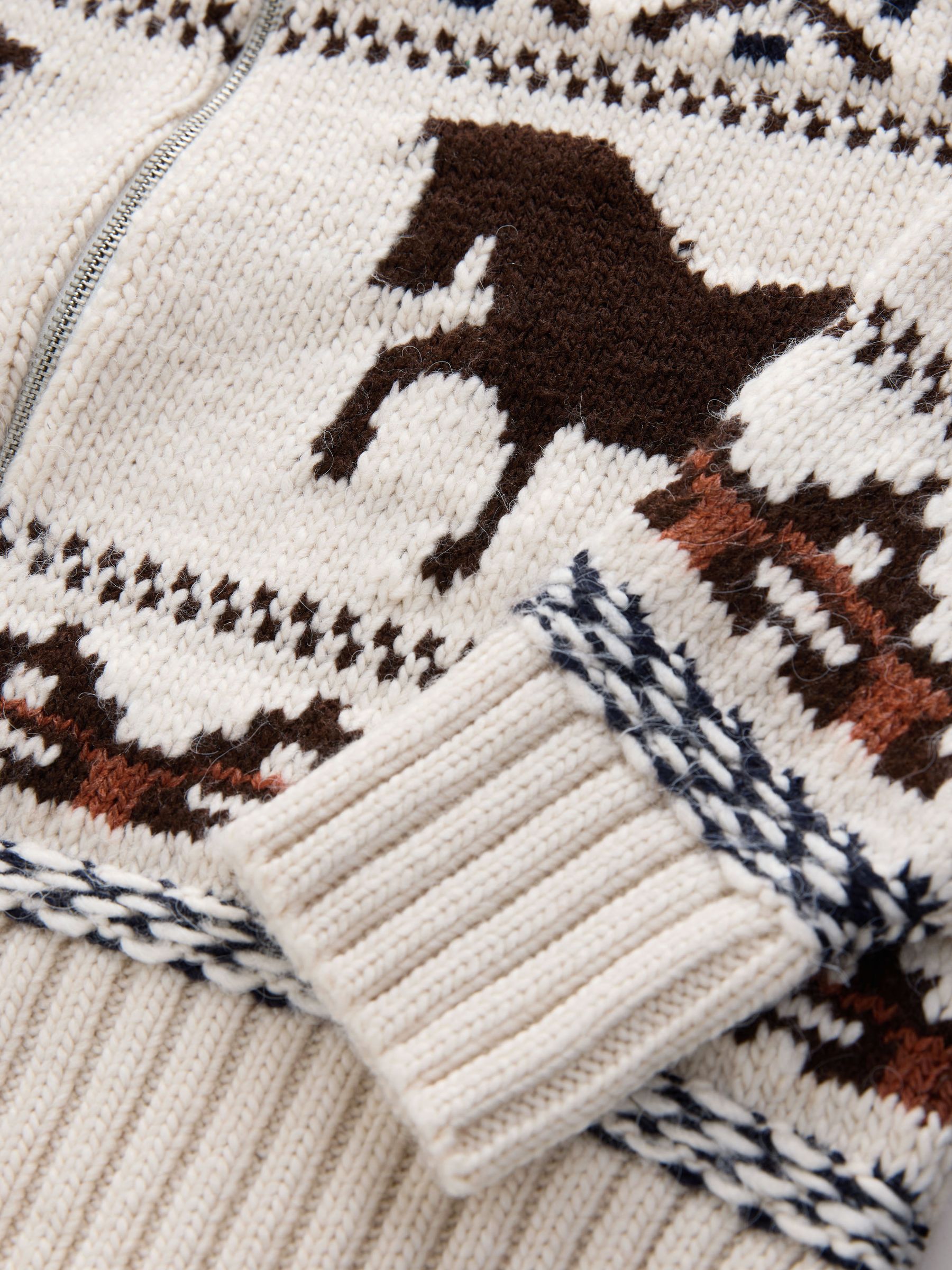 JieDa HORSE OVER KNIT サイズ2 Buy Ecru/Brown Horse Graphic Zip-Up Chunky Cardigan from the Next