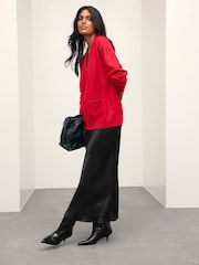 Red Supersoft V-Neck Cardigan With Pockets - Image 3 of 10