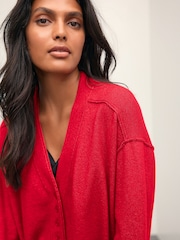 Red Supersoft V-Neck Cardigan With Pockets - Image 4 of 10