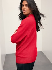 Red Supersoft V-Neck Cardigan With Pockets - Image 5 of 10
