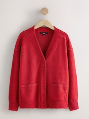 Red Supersoft V-Neck Cardigan With Pockets - Image 7 of 10