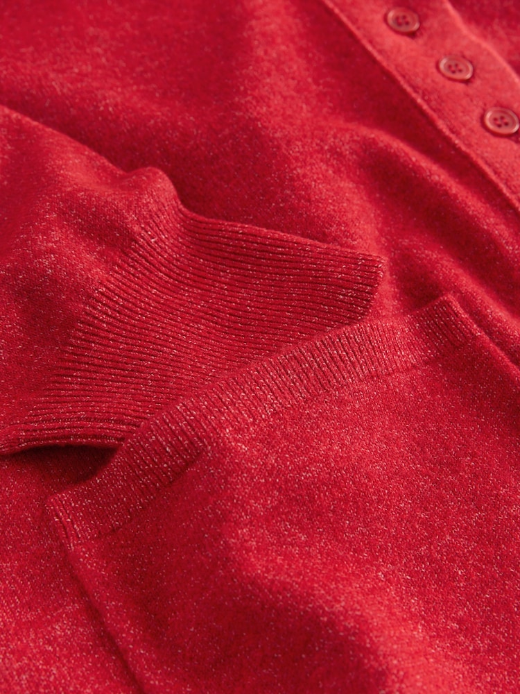 Red Supersoft V-Neck Cardigan With Pockets - Image 9 of 9