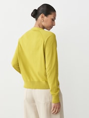 Citrine Yellow Soft Touch V-Neck Cotton Rich Button Up Cardigan - Image 4 of 10