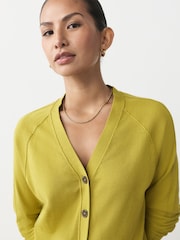 Citrine Yellow Soft Touch V-Neck Cotton Rich Button Up Cardigan - Image 5 of 10