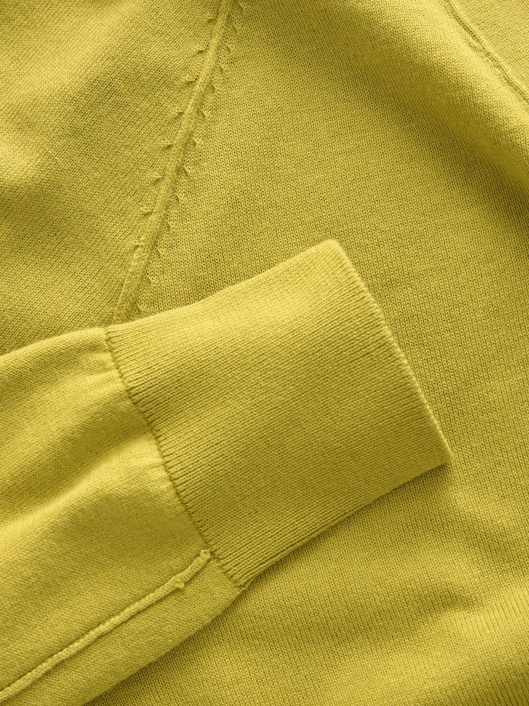 Amarillo cítrico - Cárdigan de alto contenido en algodón con diseño suave al tacto, cuello en pico y botones - Imagen 9 de 9