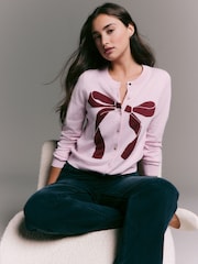 Light Pink Soft Touch Bow Cardigan - Image 1 of 6