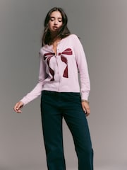 Light Pink Soft Touch Bow Cardigan - Image 2 of 6