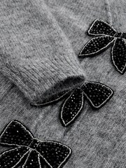 Cinza - Bow Button Pocket Cardigan - Imagem 3 de 3