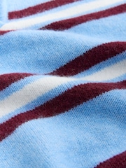 Blue/Red Stripe Open Collar Polo Half Sleeve Jumper With Wool - Image 8 of 9