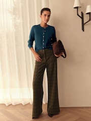 Teal Blue 100% Cashmere Long Sleeve Cardigan - Image 2 of 8