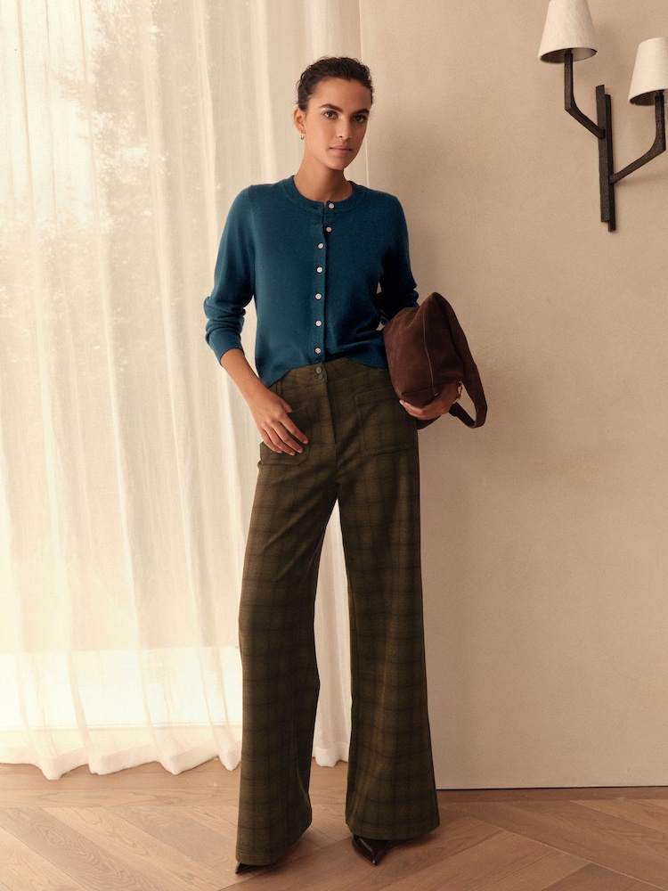 Teal Blue 100% Cashmere Long Sleeve Cardigan - Image 2 of 8