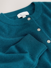 Teal Blue 100% Cashmere Long Sleeve Cardigan - Image 7 of 8