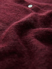 Berry Red Soft Touch Crew Neck Knitted Cardigan With Wool - Image 7 of 8
