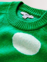 Bright Green Spot Crew Neck Knitted Jumper with Wool - Image 6 of 7