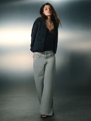 Blue Chenille Relaxed Fit Cardigan - Image 3 of 8