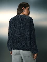 Blue Chenille Relaxed Fit Cardigan - Image 4 of 8