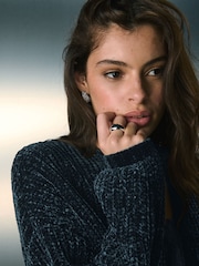 Blue Chenille Relaxed Fit Cardigan - Image 5 of 8
