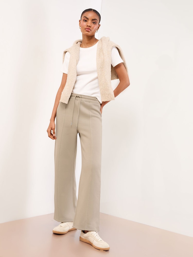 Lipsy Cream Wide Leg Sweat Joggers - Image 1 of 4 Lipsy Cream Wide Leg Sweat Joggers - Image 1 of 4