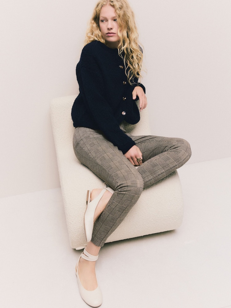 Navy Blue Textured Knitted Jacket With Wool - Image 2 of 7