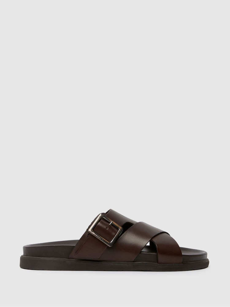 Schuh Summit Leather Black Sandals - Image 1 of 4