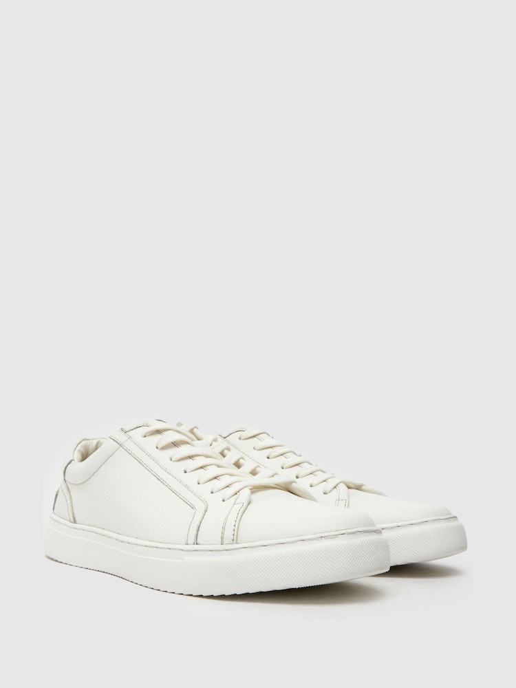 Schuh Whit Leather Lace-Up Black Trainers - Image 2 of 4