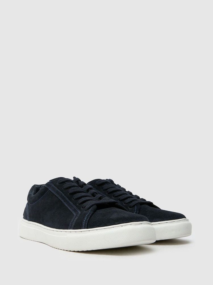 Schuh Whit Leather Lace-Up Black Trainers - Image 2 of 4
