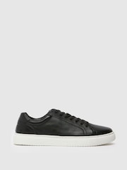 Schuh Whit Leather Lace-Up Black Trainers - Image 1 of 4