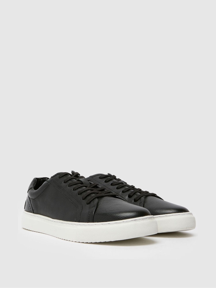 Schuh Whit Leather Lace-Up Black Trainers - Image 2 of 4