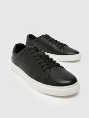 Schuh Whit Leather Lace-Up Black Trainers - Image 3 of 4