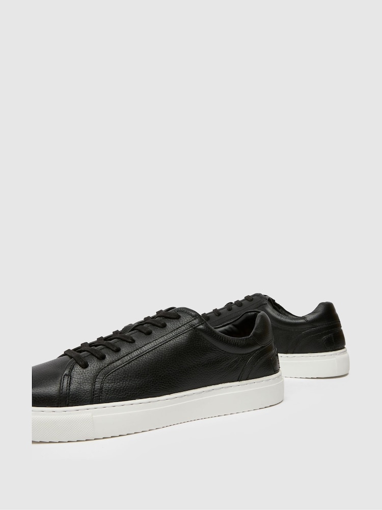 Schuh Whit Leather Lace-Up Black Trainers - Image 4 of 4