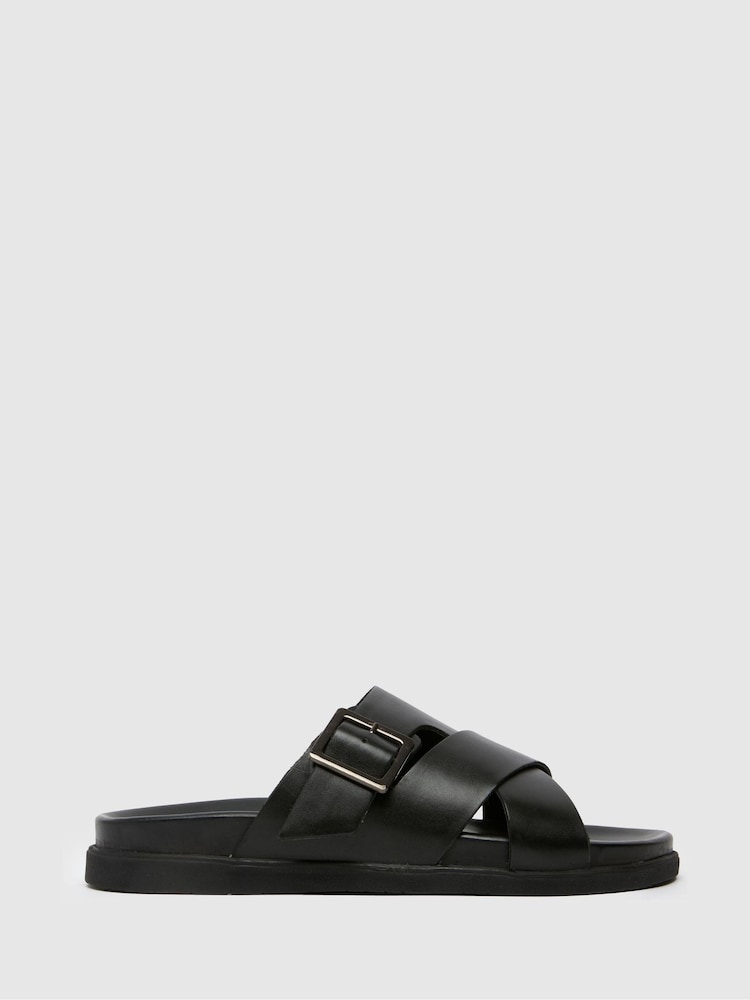 Черный - Schuh Summit Leather Black Sandals - Image 1 of 4