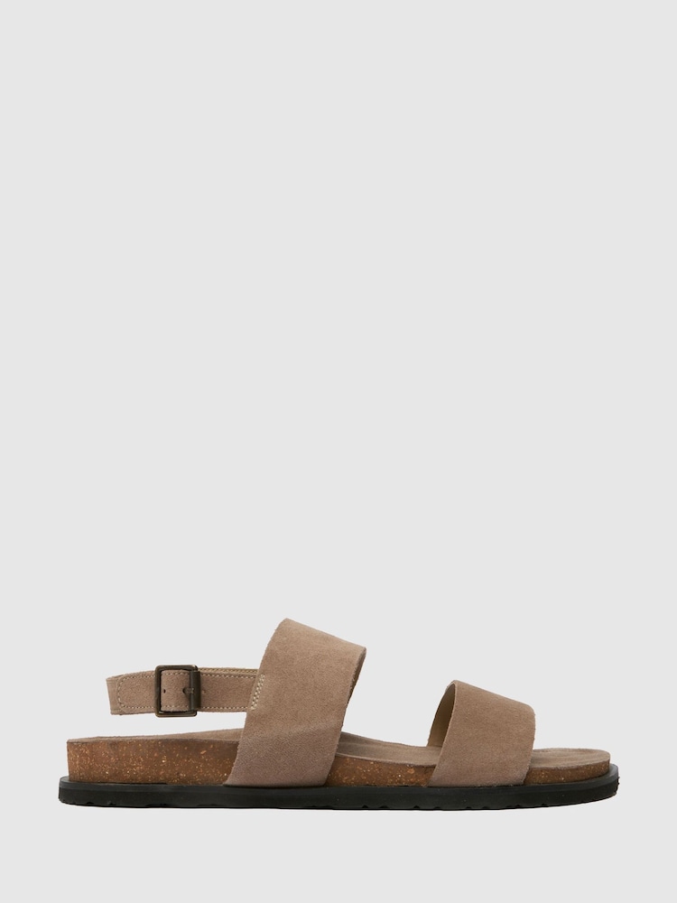Серый - Schuh Sol Suede Footbed Black Sandals - Image 1 of 4