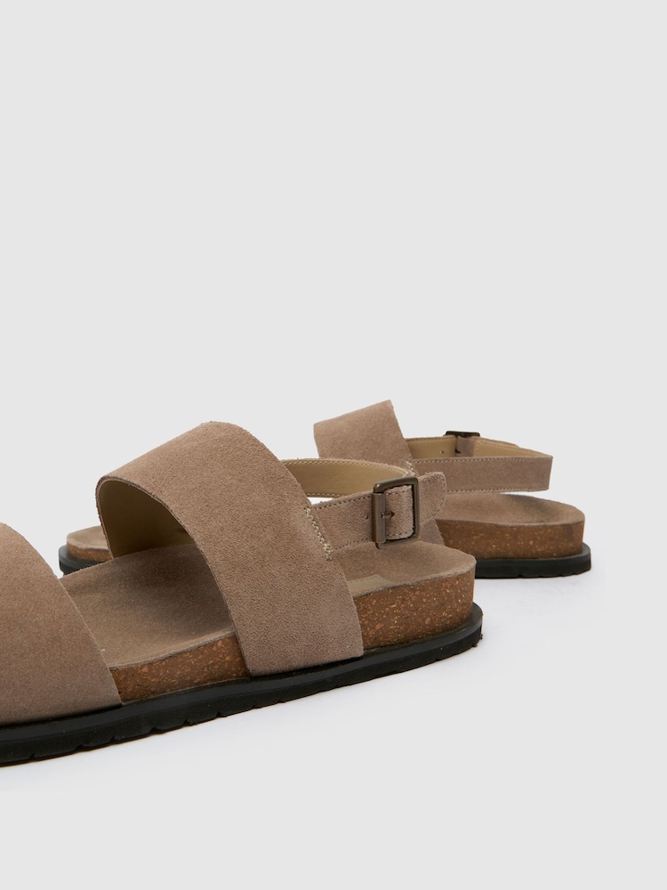 Серый - Schuh Sol Suede Footbed Black Sandals - Image 4 of 4