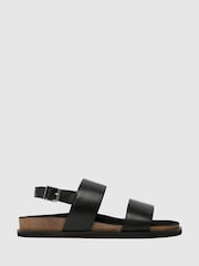 Черный - Schuh Sol Suede Footbed Black Sandals - Image 1 of 4