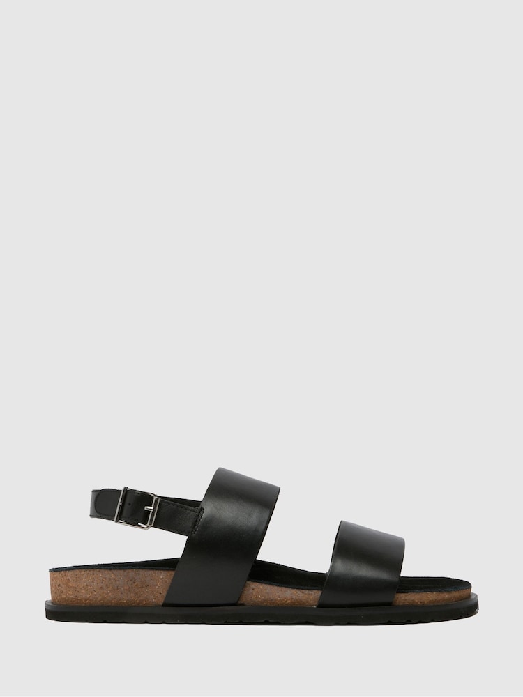 Черный - Schuh Sol Suede Footbed Black Sandals - Image 1 of 4