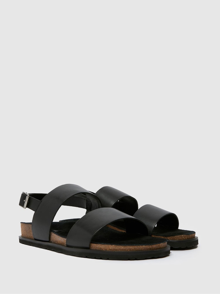 Черный - Schuh Sol Suede Footbed Black Sandals - Image 2 of 4
