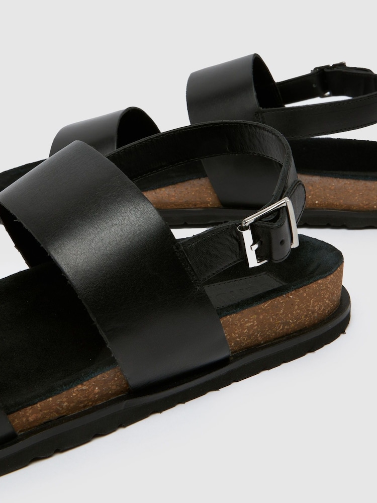 Черный - Schuh Sol Suede Footbed Black Sandals - Image 4 of 4