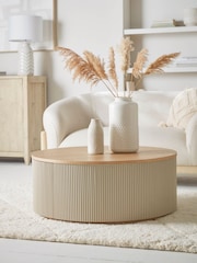 Cox & Cox Taupe Round Fluted Coffee Table - Image 1 of 4